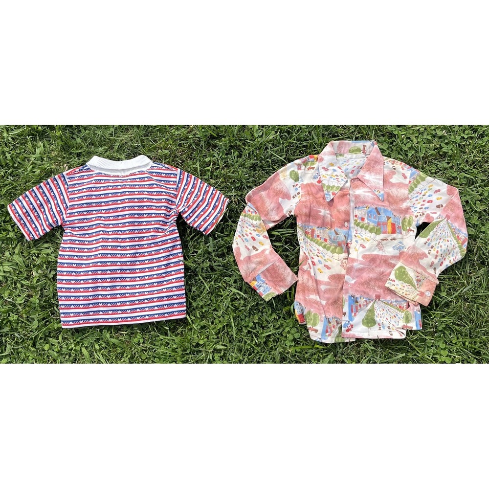Vintage Happy Fella Shirt Boys Small Novelty Print Long Sleeve Rare 70s